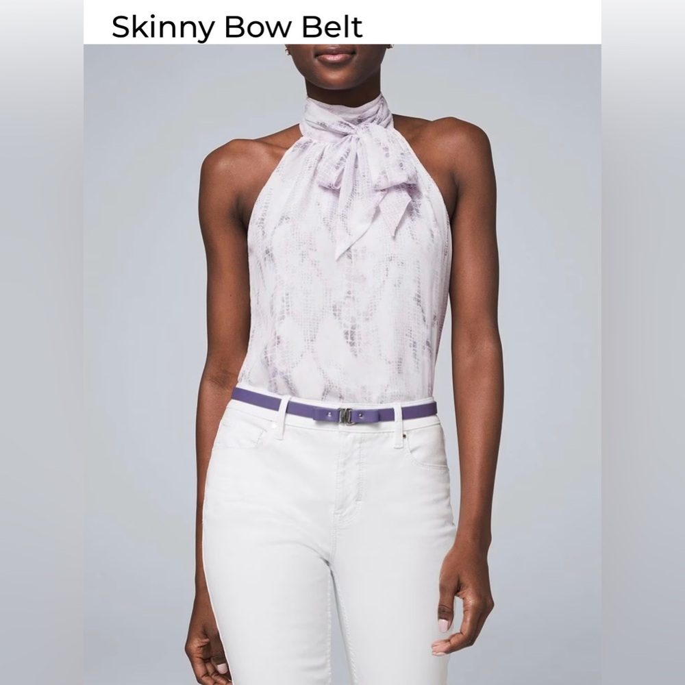 White House Black Market Skinny Bow belt in purple size large